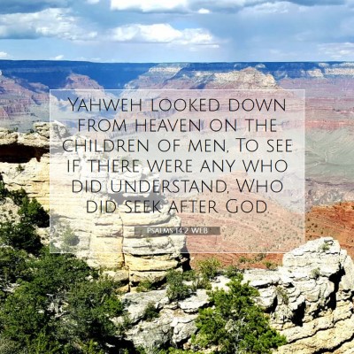 Picture 07 - Psalms 14:2 WEB - Yahweh looked down from heaven on the children of - Bible Verse Picture