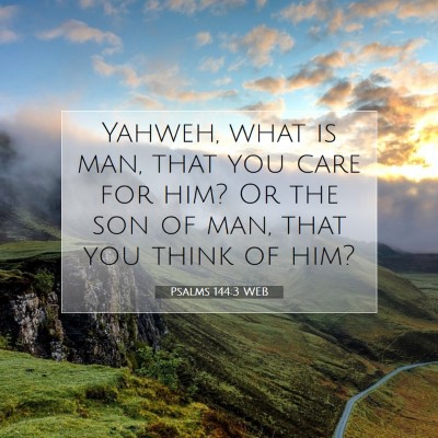 Picture 07 - Psalms 144:3 WEB - Yahweh, what is man, that you care for him? Or - Bible Verse Picture