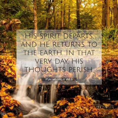 Picture 07 - Psalms 146:4 WEB - His spirit departs, and he returns to the earth. - Bible Verse Picture