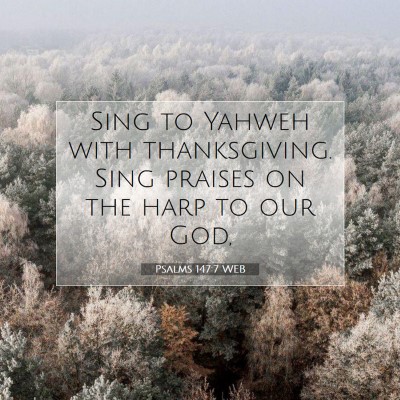 Picture 07 - Psalms 147:7 WEB - Sing to Yahweh with thanksgiving. Sing praises on - Bible Verse Picture