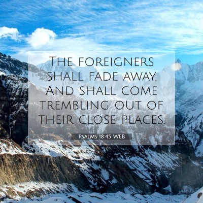 Picture 07 - Psalms 18:45 WEB - The foreigners shall fade away, And shall come - Bible Verse Picture