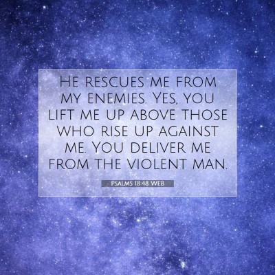 Picture 07 - Psalms 18:48 WEB - He rescues me from my enemies. Yes, you lift me - Bible Verse Picture