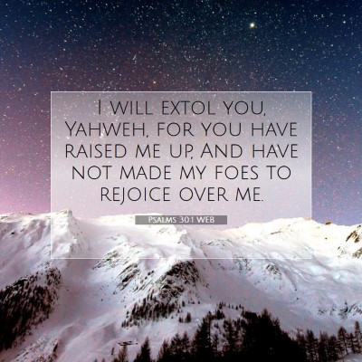 Picture 07 - Psalms 30:1 WEB - I will extol you, Yahweh, for you have raised me - Bible Verse Picture