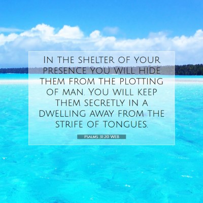 Picture 07 - Psalms 31:20 WEB - In the shelter of your presence you will hide - Bible Verse Picture