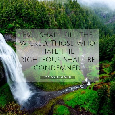 Picture 07 - Psalms 34:21 WEB - Evil shall kill the wicked. Those who hate the - Bible Verse Picture