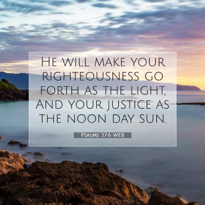 Picture 07 - Psalms 37:6 WEB - He will make your righteousness go forth as the - Bible Verse Picture