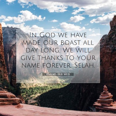 Picture 07 - Psalms 44:8 WEB - In God we have made our boast all day long, We - Bible Verse Picture