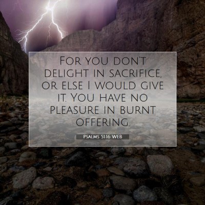 Picture 07 - Psalms 51:16 WEB - For you don't delight in sacrifice, or else I - Bible Verse Picture
