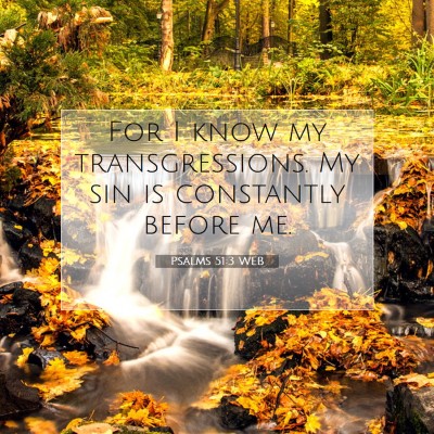 Picture 07 - Psalms 51:3 WEB - For I know my transgressions. My sin is - Bible Verse Picture