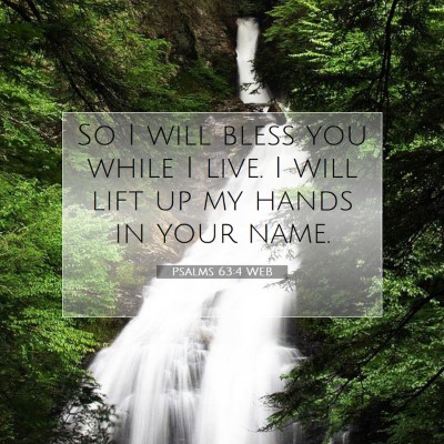 Picture 07 - Psalms 63:4 WEB - So I will bless you while I live. I will lift up - Bible Verse Picture