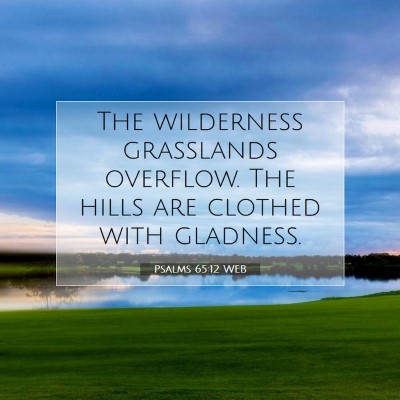 Picture 07 - Psalms 65:12 WEB - The wilderness grasslands overflow. The hills are - Bible Verse Picture