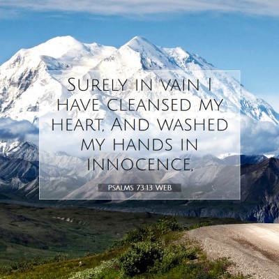 Picture 07 - Psalms 73:13 WEB - Surely in vain I have cleansed my heart, And - Bible Verse Picture