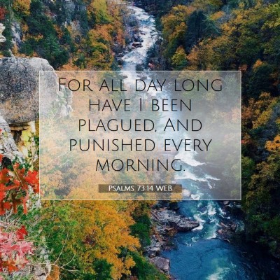 Picture 07 - Psalms 73:14 WEB - For all day long have I been plagued, And - Bible Verse Picture