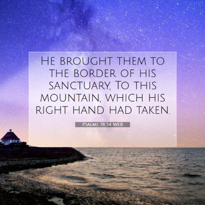 Picture 07 - Psalms 78:54 WEB - He brought them to the border of his sanctuary, - Bible Verse Picture