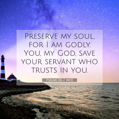 Picture 07 - Psalms 86:2 WEB - Preserve my soul, for I am godly. You, my God, - Bible Verse Picture