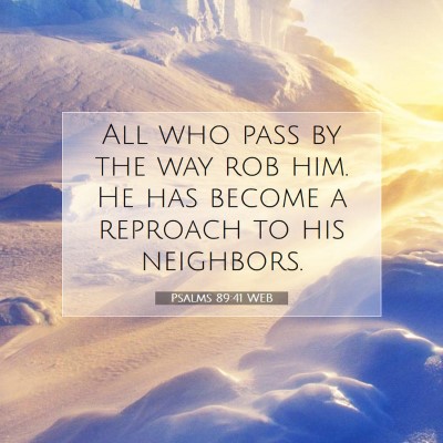 Picture 07 - Psalms 89:41 WEB - All who pass by the way rob him. He has become a - Bible Verse Picture