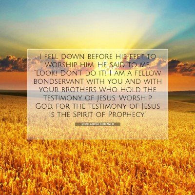 Picture 07 - Revelation 19:10 WEB - I fell down before his feet to worship him. He - Bible Verse Picture