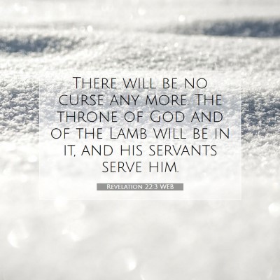 Picture 07 - Revelation 22:3 WEB - There will be no curse any more. The throne of - Bible Verse Picture