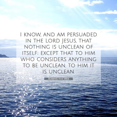 Picture 07 - Romans 14:14 WEB - I know, and am persuaded in the Lord Jesus, that - Bible Verse Picture