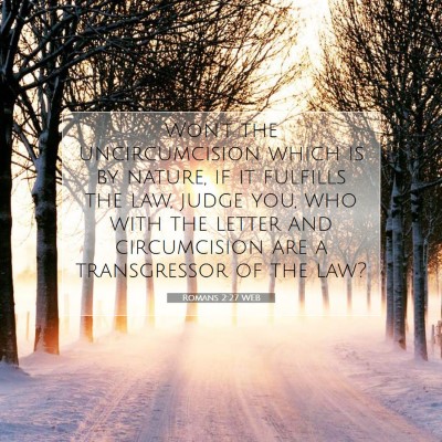 Picture 07 - Romans 2:27 WEB - Won't the uncircumcision which is by nature, if - Bible Verse Picture