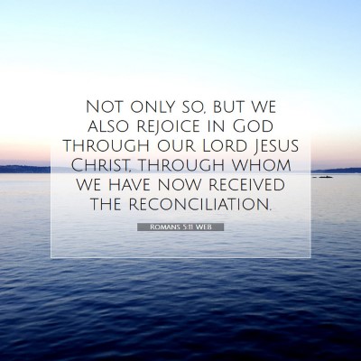 Picture 07 - Romans 5:11 WEB - Not only so, but we also rejoice in God through - Bible Verse Picture