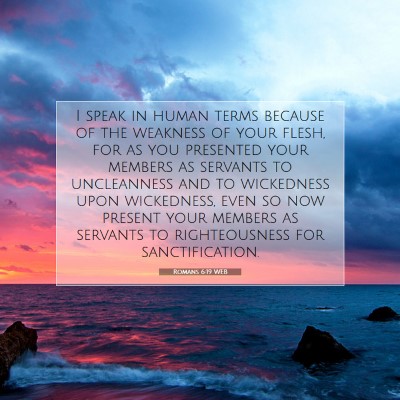 Picture 07 - Romans 6:19 WEB - I speak in human terms because of the weakness of - Bible Verse Picture