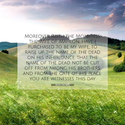 Picture 07 - Ruth 4:10 WEB - Moreover Ruth the Moabitess, the wife of Mahlon, - Bible Verse Picture