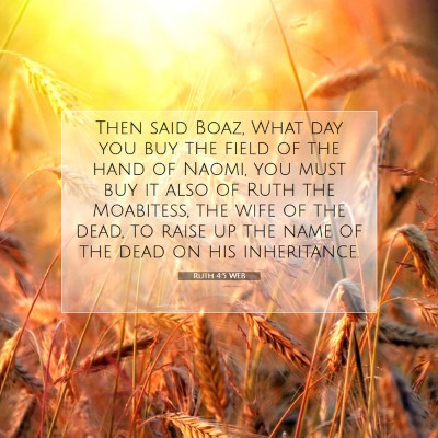 Picture 07 - Ruth 4:5 WEB - Then said Boaz, What day you buy the field of the - Bible Verse Picture