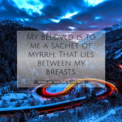 Picture 07 - Song of Solomon 1:13 WEB - My beloved is to me a sachet of myrrh, That lies - Bible Verse Picture