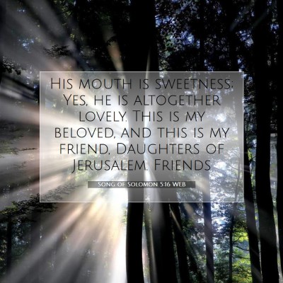 Picture 07 - Song of Solomon 5:16 WEB - His mouth is sweetness; Yes, he is altogether - Bible Verse Picture