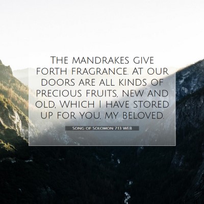 Picture 07 - Song of Solomon 7:13 WEB - The mandrakes give forth fragrance. At our doors - Bible Verse Picture