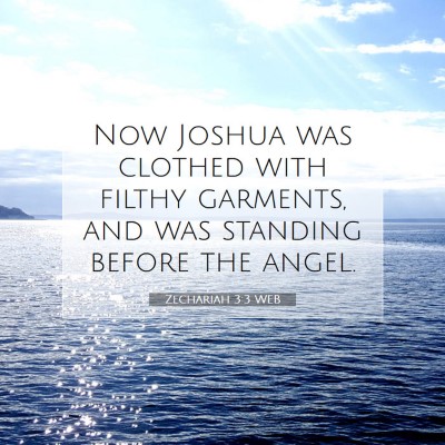 Picture 07 - Zechariah 3:3 WEB - Now Joshua was clothed with filthy garments, and - Bible Verse Picture