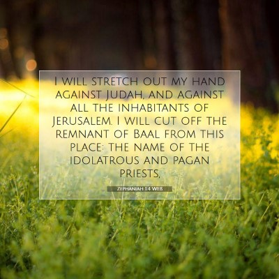 Picture 07 - Zephaniah 1:4 WEB - I will stretch out my hand against Judah, and - Bible Verse Picture