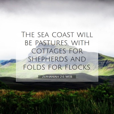 Picture 07 - Zephaniah 2:6 WEB - The sea coast will be pastures, with cottages for - Bible Verse Picture