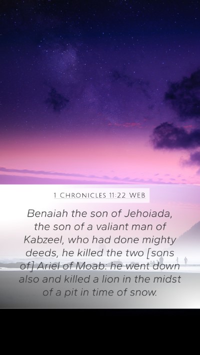 1 Chronicles 11:22 WEB Mobile Phone Wallpaper - Benaiah the son of Jehoiada, the son of a valiant - Mobile Bible Verse Wallpaper