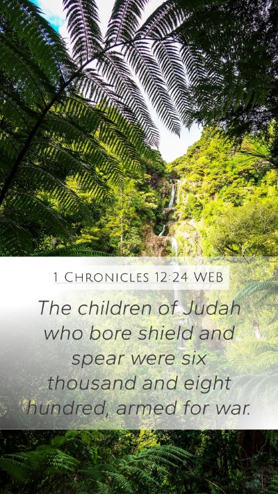 1 Chronicles 12:24 WEB Mobile Phone Wallpaper - The children of Judah who bore shield and spear - Mobile Bible Verse Wallpaper