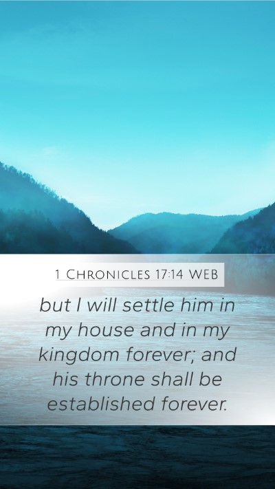 1 Chronicles 17:14 WEB Mobile Phone Wallpaper - but I will settle him in my house and in my - Mobile Bible Verse Wallpaper