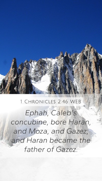 1 Chronicles 2:46 WEB Bible Verse Image