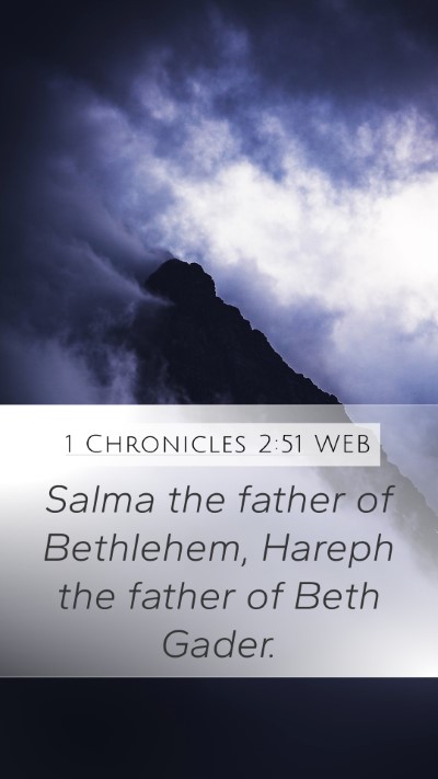 1 Chronicles 2:51 WEB Mobile Phone Wallpaper - Salma the father of Bethlehem, Hareph the father - Mobile Bible Verse Wallpaper
