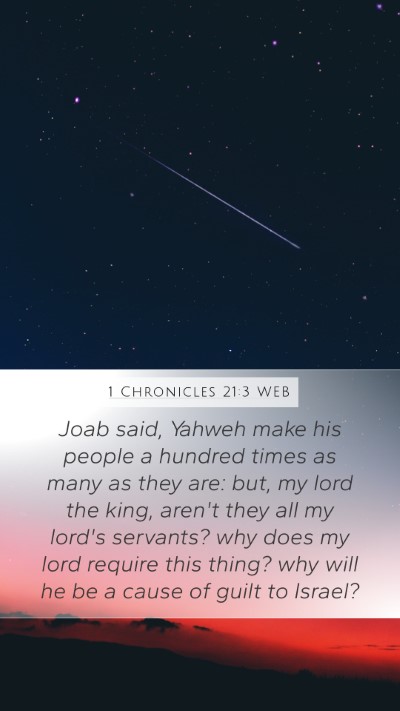1 Chronicles 21:3 WEB Bible Verse Image
