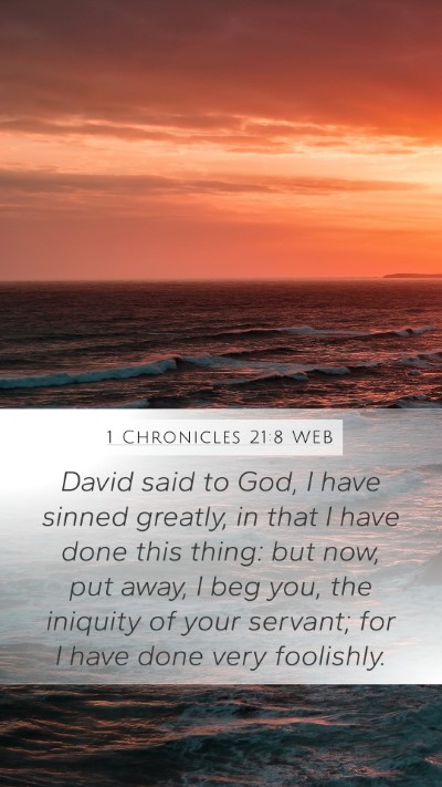1 Chronicles 21:8 WEB Bible Verse Image