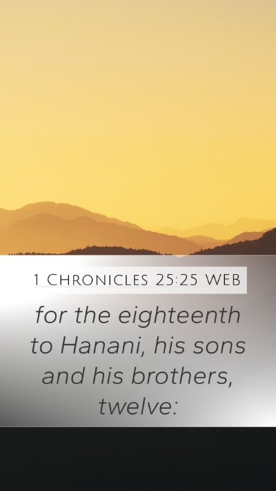 1 Chronicles 25:25 WEB Mobile Phone Wallpaper - for the eighteenth to Hanani, his sons and his - Mobile Bible Verse Wallpaper
