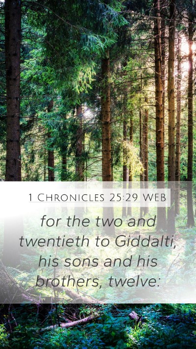 1 Chronicles 25:29 WEB Mobile Phone Wallpaper - for the two and twentieth to Giddalti, his sons - Mobile Bible Verse Wallpaper