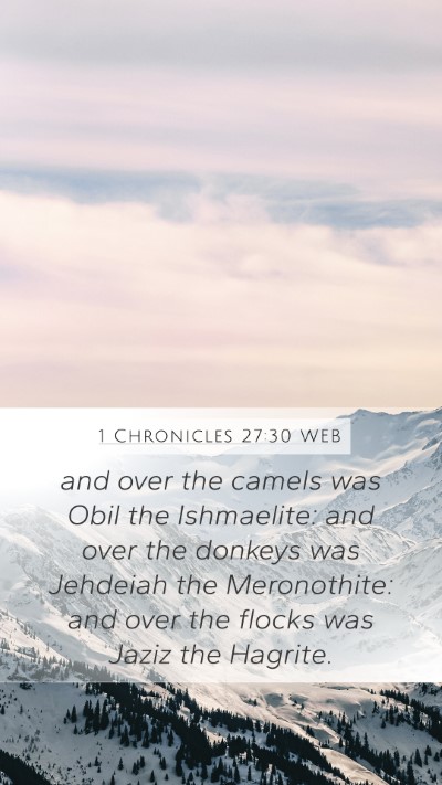 1 Chronicles 27:30 WEB Mobile Phone Wallpaper - and over the camels was Obil the Ishmaelite: and - Mobile Bible Verse Wallpaper