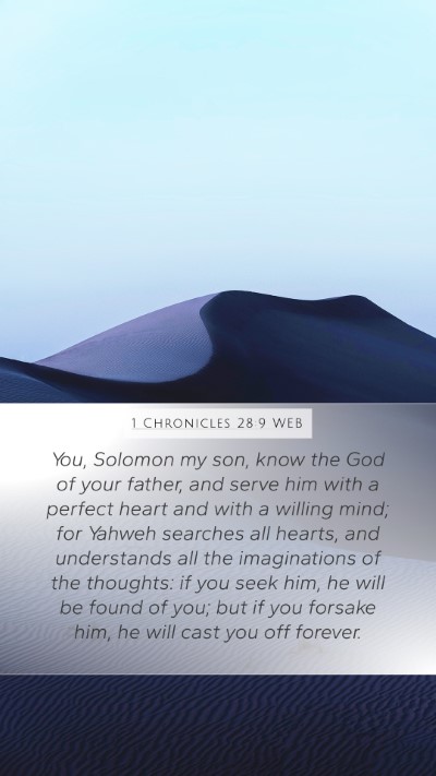 1 Chronicles 28:9 WEB Bible Verse Image
