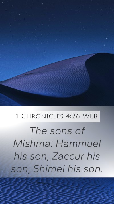 1 Chronicles 4:26 WEB Mobile Phone Wallpaper - The sons of Mishma: Hammuel his son, Zaccur his - Mobile Bible Verse Wallpaper