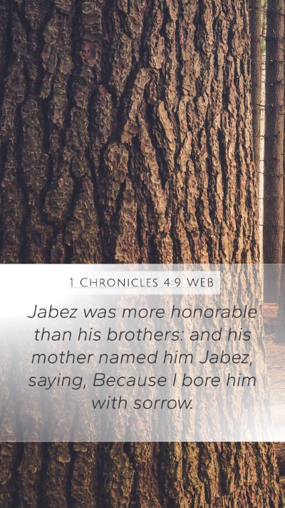 1 Chronicles 4:9 WEB Bible Verse Image