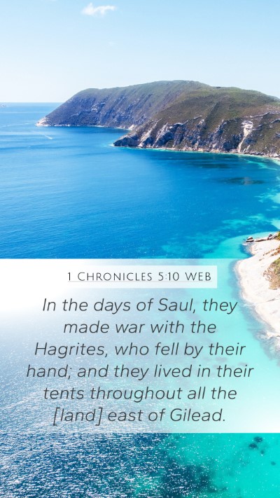 1 Chronicles 5:10 WEB Bible Verse Image