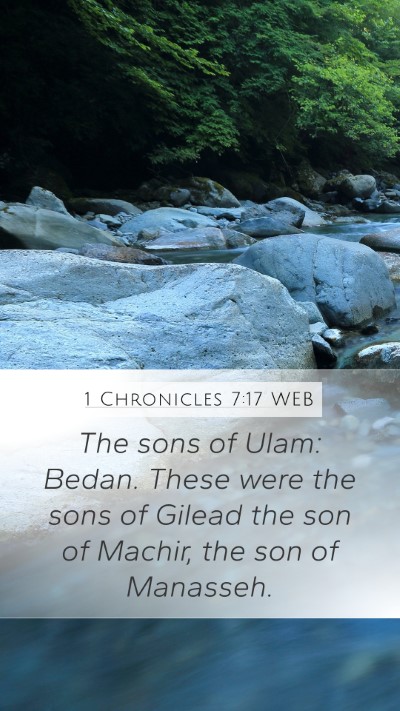1 Chronicles 7:17 WEB Mobile Phone Wallpaper - The sons of Ulam: Bedan. These were the sons of - Mobile Bible Verse Wallpaper