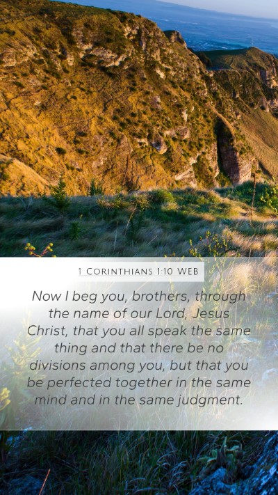 1 Corinthians 1:10 WEB Bible Verse Image